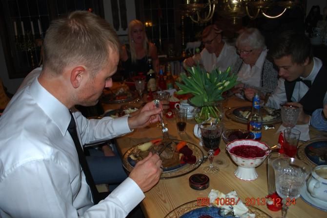 Christmas dinner with family.
