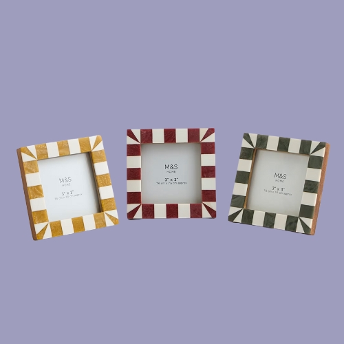 M&amp;amp;S, Set of 3 Checked Photo Frames 3x3 Inch