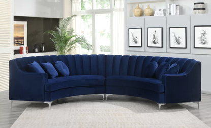 round blue couch