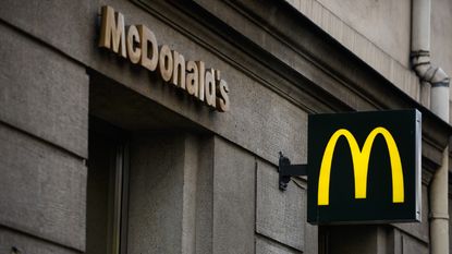 An American multinational chain of fast food restaurant McDonald's store and logo seen in Krakow.