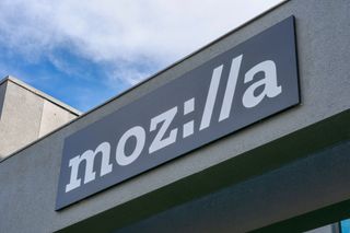 The stylised version of the Mozilla logo on a building