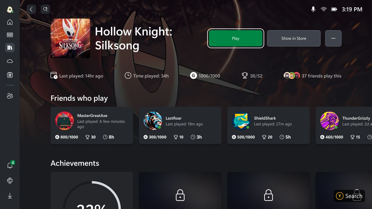 ROG Xbox Ally X dashboard
