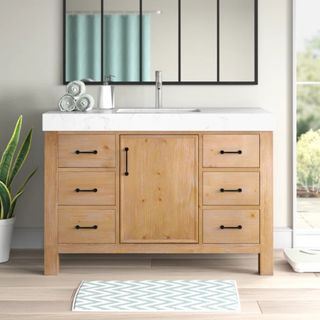 Ambree 48'' Single Wood Bathroom Vanity with Composite Stone Top