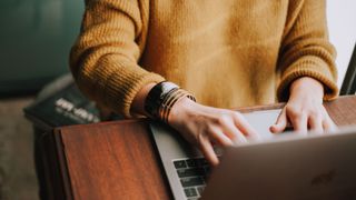 woman working on laptop