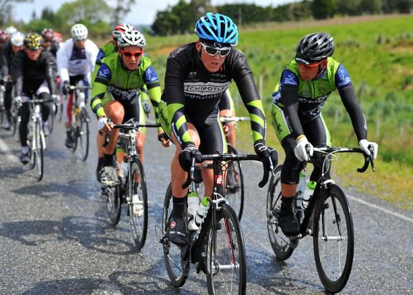Tom Sculley leads his PowerNet team mates