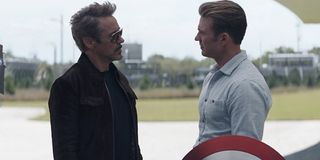 Avengers: Endgame Tony and Steve standing outside of the Avengers' compound
