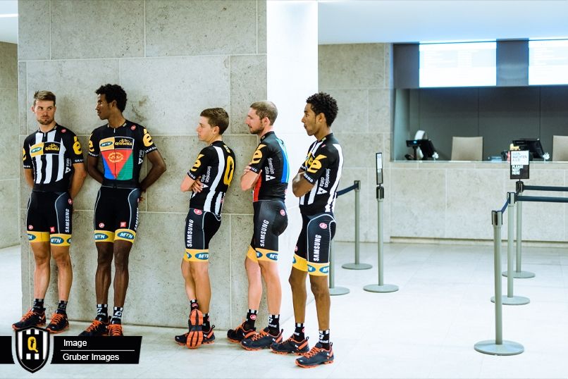 The MTN-Qhubeka riders ready to be called on the stage