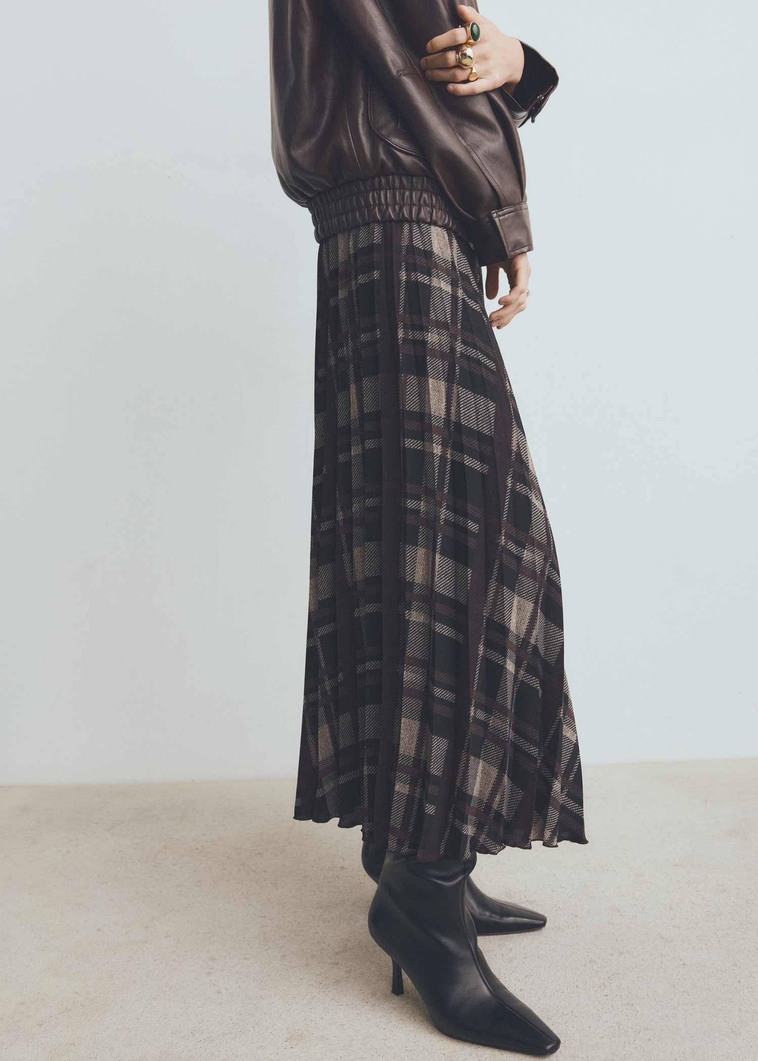 Checked Long Skirt - Women | Mango Usa