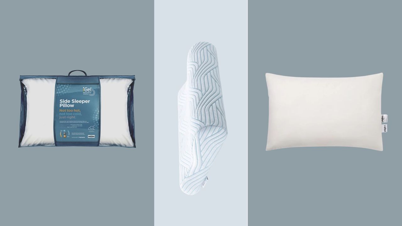 A collection of the best pillows for side sleepers, including Bensons for Beds, Tempur, and Piglet in Bed pillows