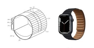 A clip from the patent vs the Apple Watch 7 with current strap