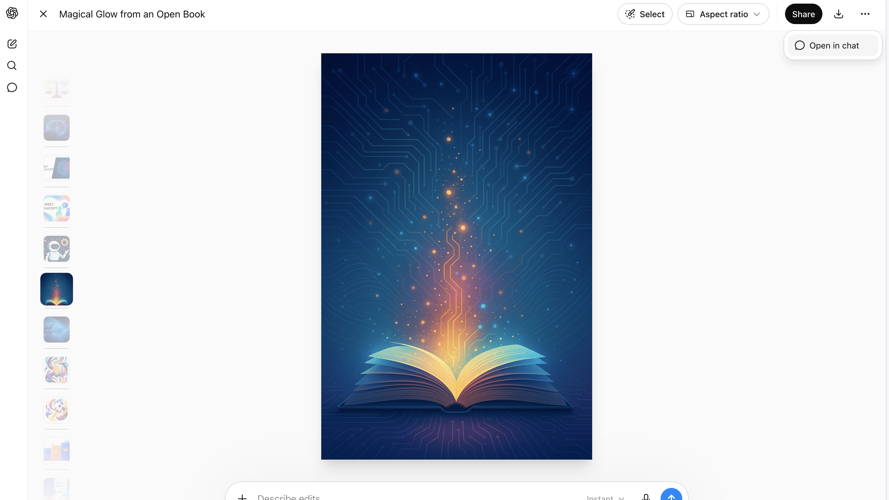 How to open the chat that an image was created in.