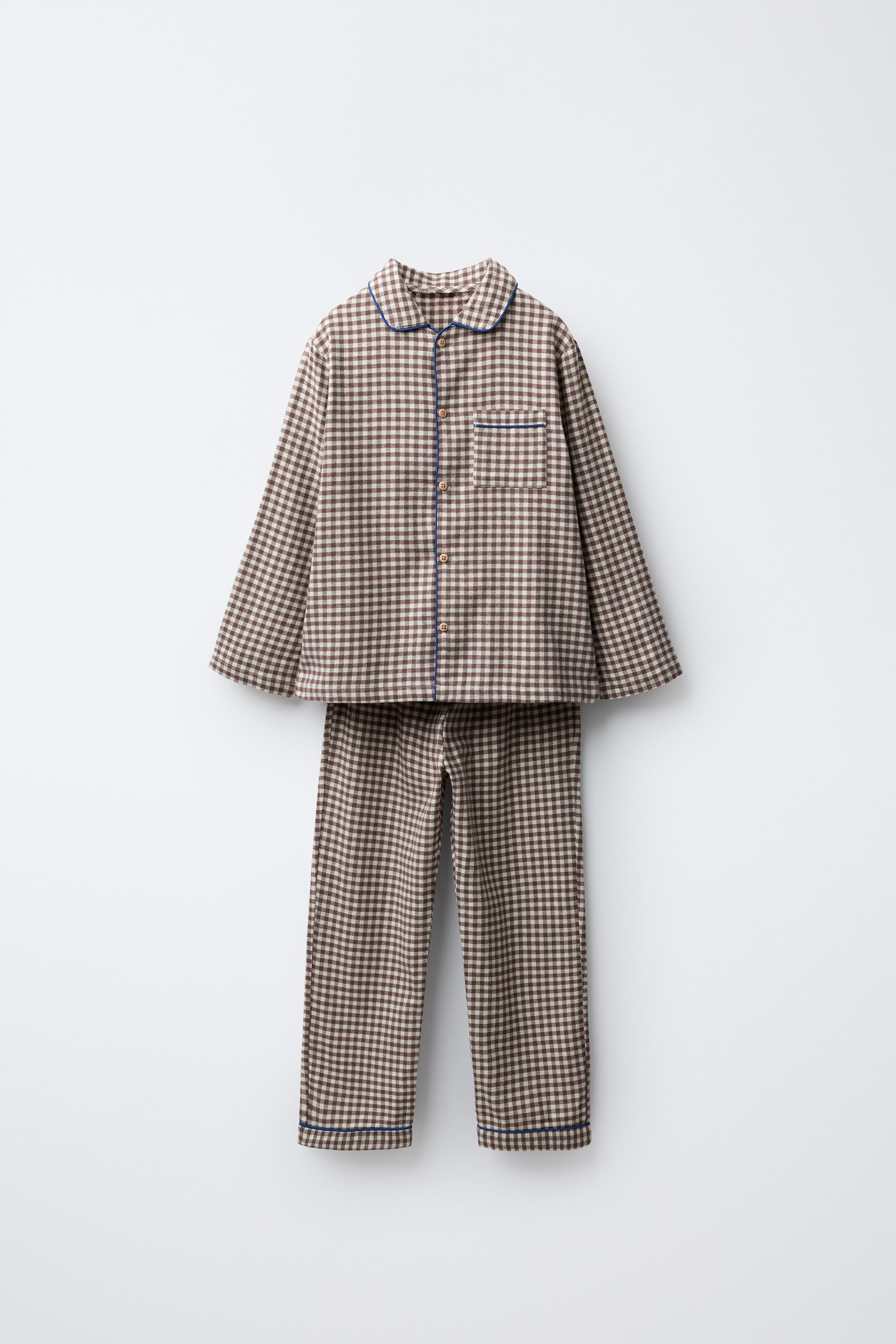 3-6 Years/ Gingham Flannel Pajamas