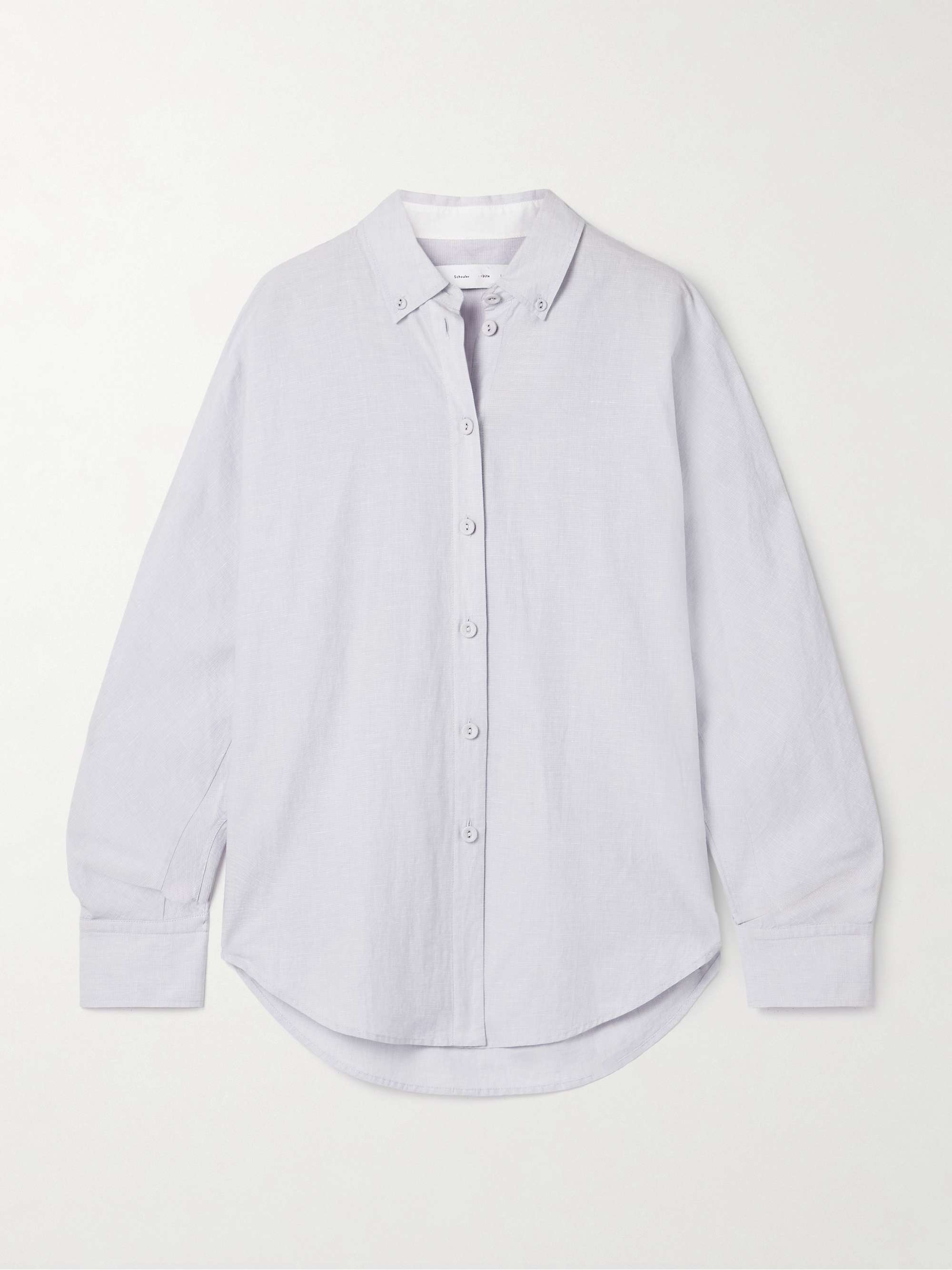 Caroline Striped Cotton and Linen-Blend Oxford Shirt