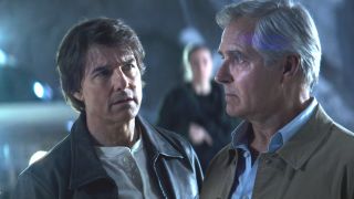 Tom Cruise looks at Henry Czerny with an expression of confusion in Mission: Impossible - The Final Reckoning.