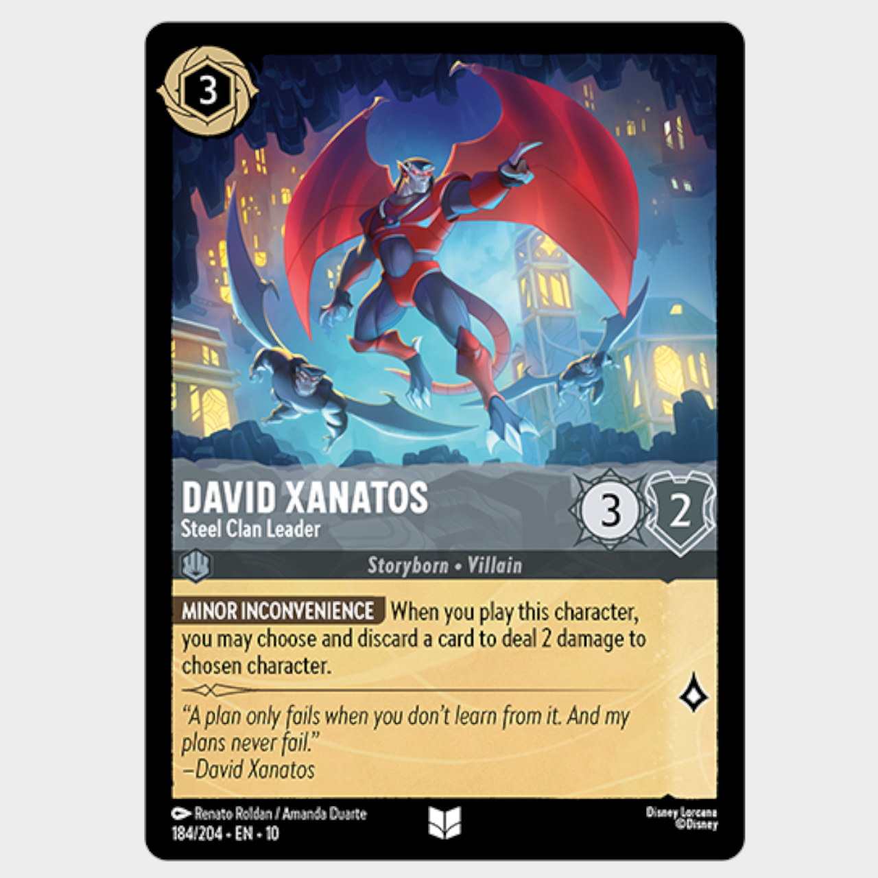 Disney Lorcana Gargoyles card on a plain background