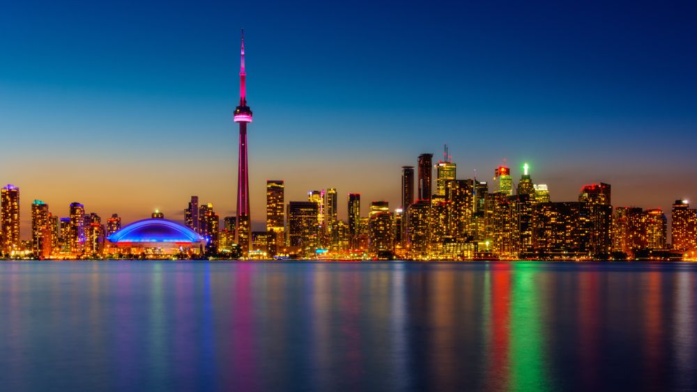 Toronto waterfront at night