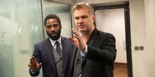 Christopher Nolan directing John David Washington in Tenet