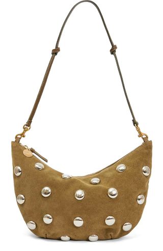 Lune Studded Suede Shoulder Bag