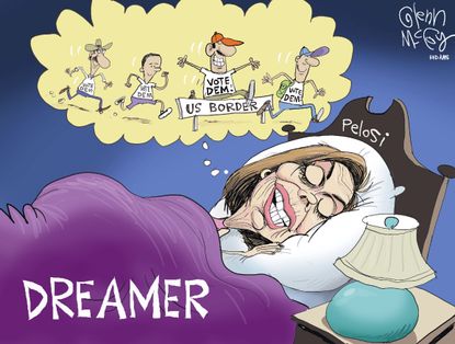Political cartoon U.S. Democrats Pelosi immigration dreamers voters