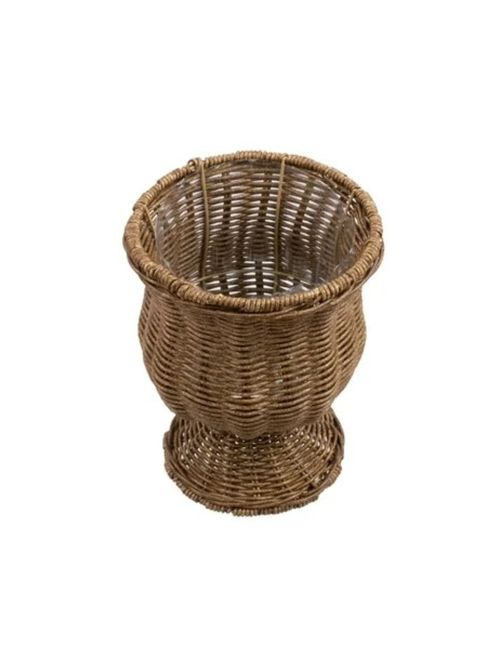 My Texas House 8 Inch Goblet Woven Planter Urn Shape, Brown
