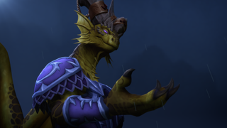 One of WoW Dragonflight's characters holds out their hand