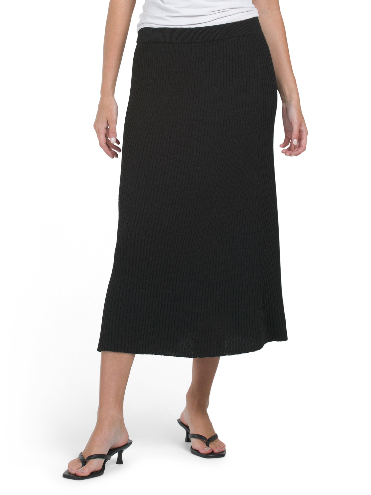 GEMMA+ JANE, Midi Ribbed Sweater Knit Skirt