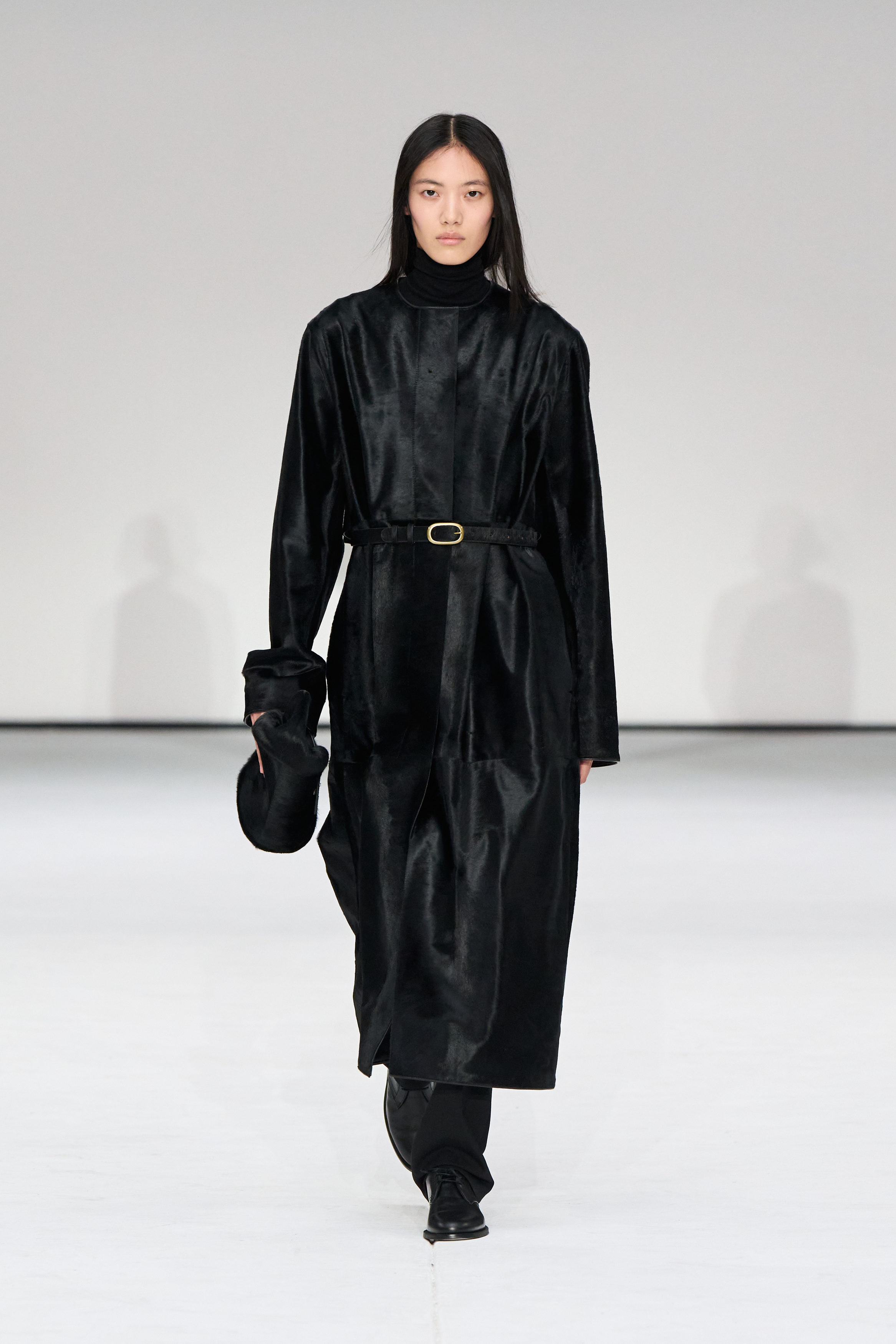 Pony-Hair Leather Long Coat