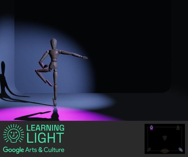 A photo saved by the Google Learning Light program with a stage setup and lighting diagram