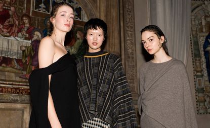 Three fashion models facing front