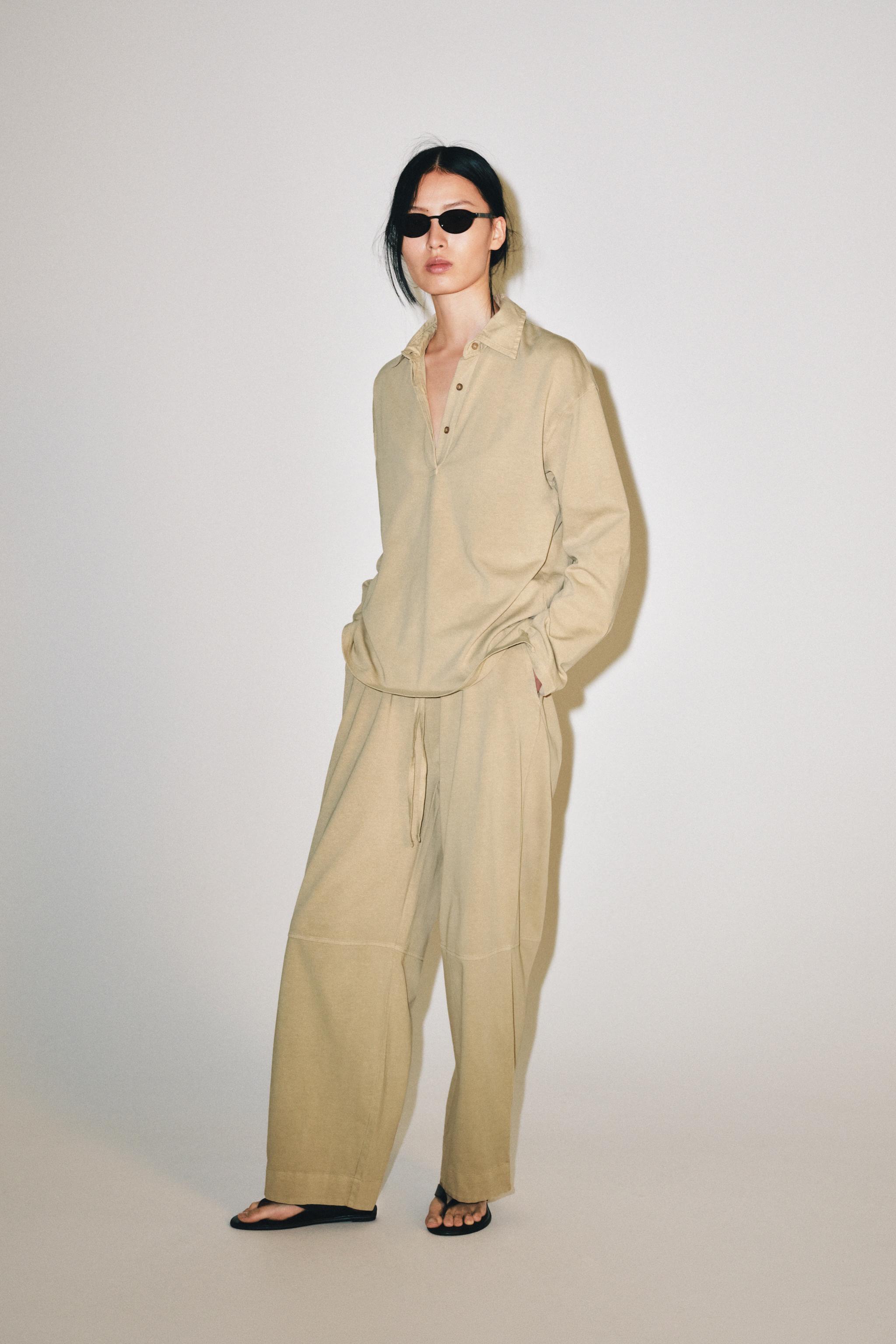 Oversized Cotton Polo - Taupe Brown - S