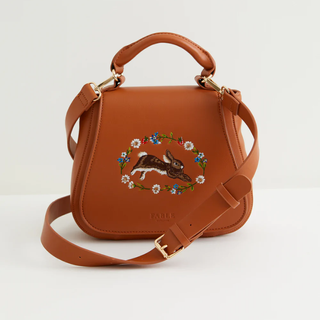 tan embroidered bag