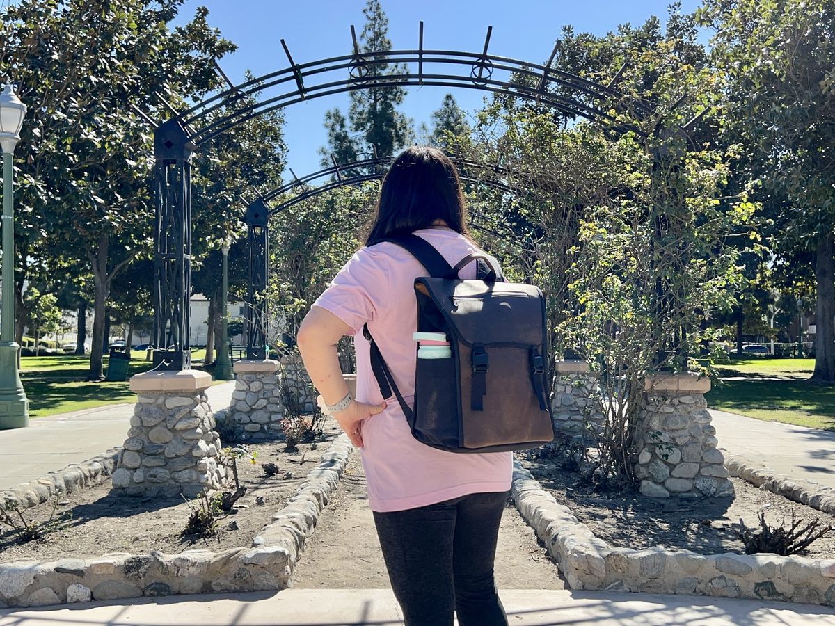 Waterfield Designs Tuck Backpack Christine Wearing