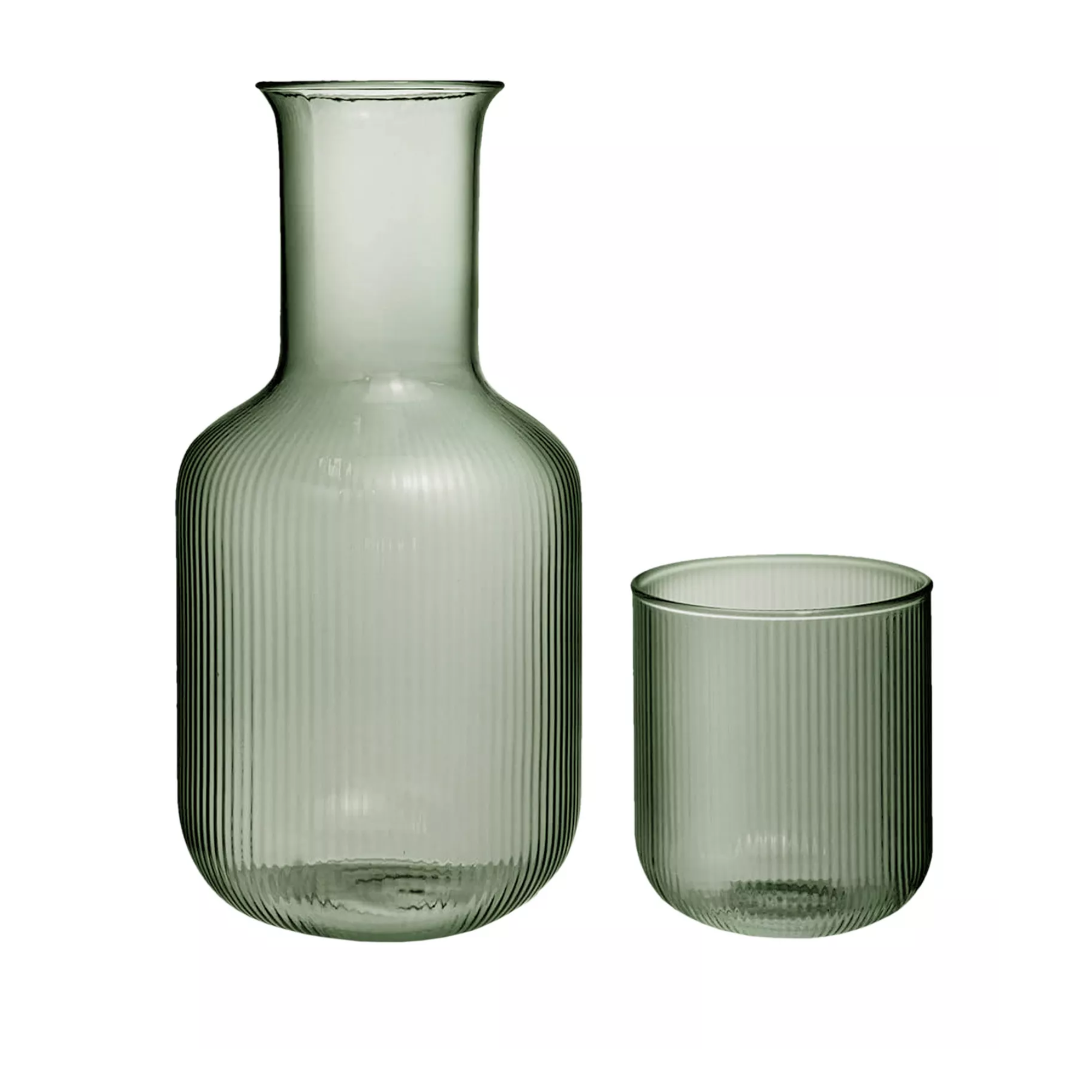 a green carafe and matching glass