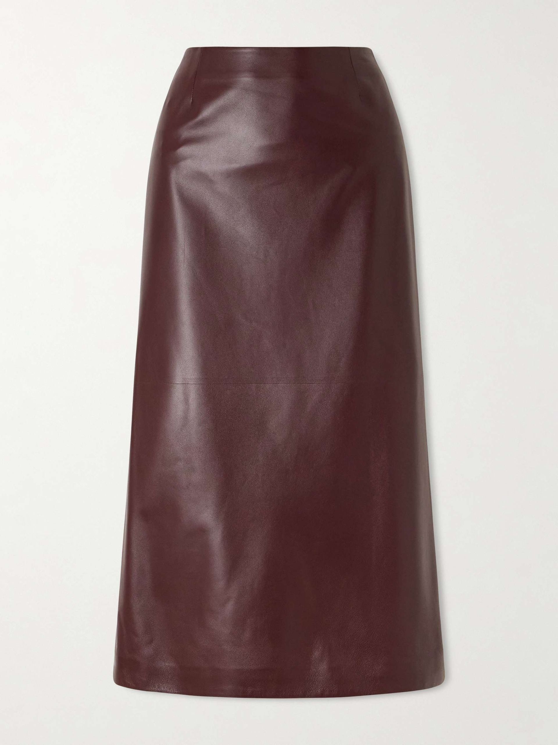 Gisele Paneled Leather Midi Skirt