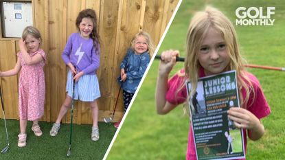 A group of young girl golfers