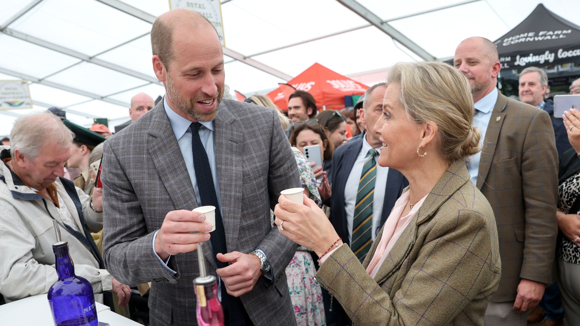 Prince William and Duchess Sophie doing shots of gin during joint appearance at the Royal Cornwall Show on June 06, 2025