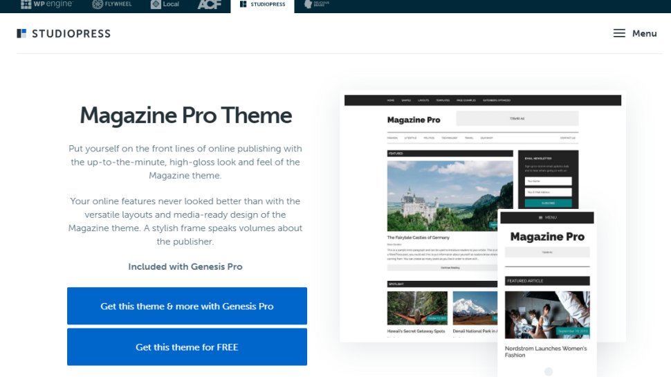 Website screenshot of Magazine Pro (August, 2025)