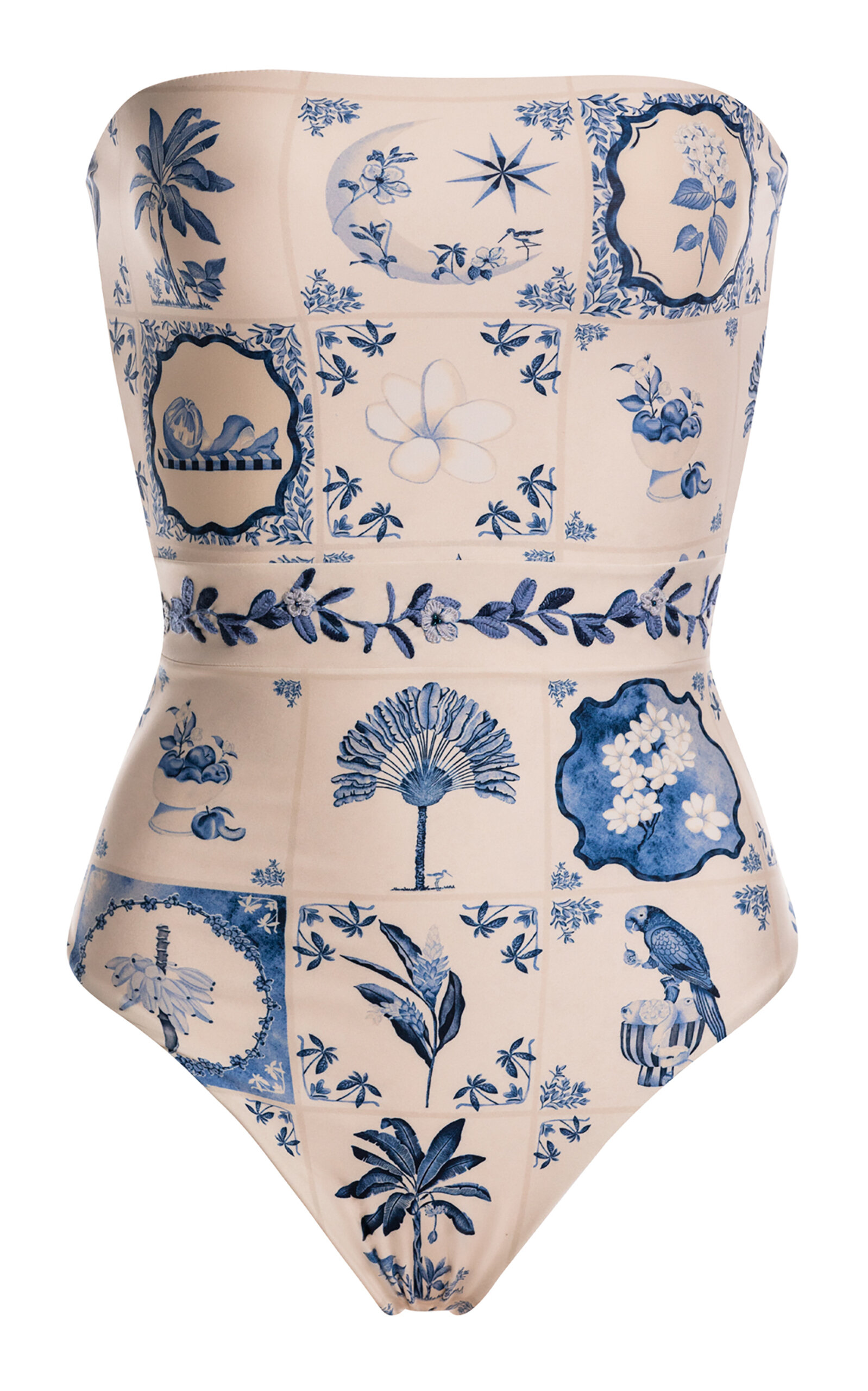 Ilusion Printed Strapless One-Piece Swimsuit