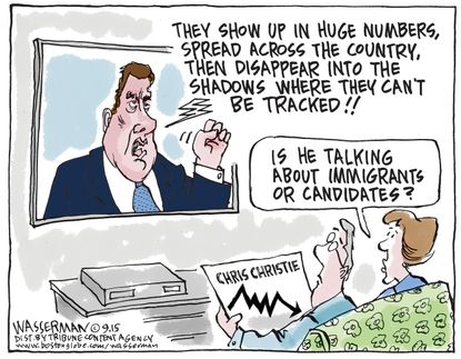 Political cartoon U.S. Chris Christie Immigration