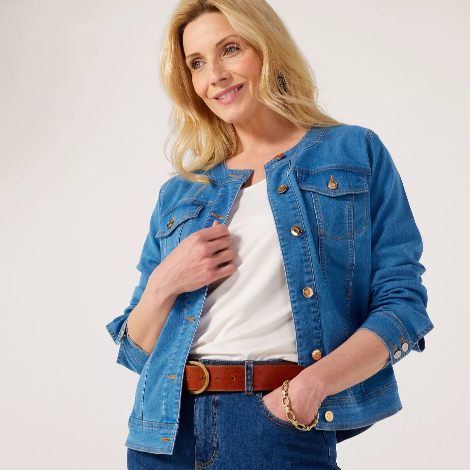 Ruth Langsford Collarless Denim Jacket