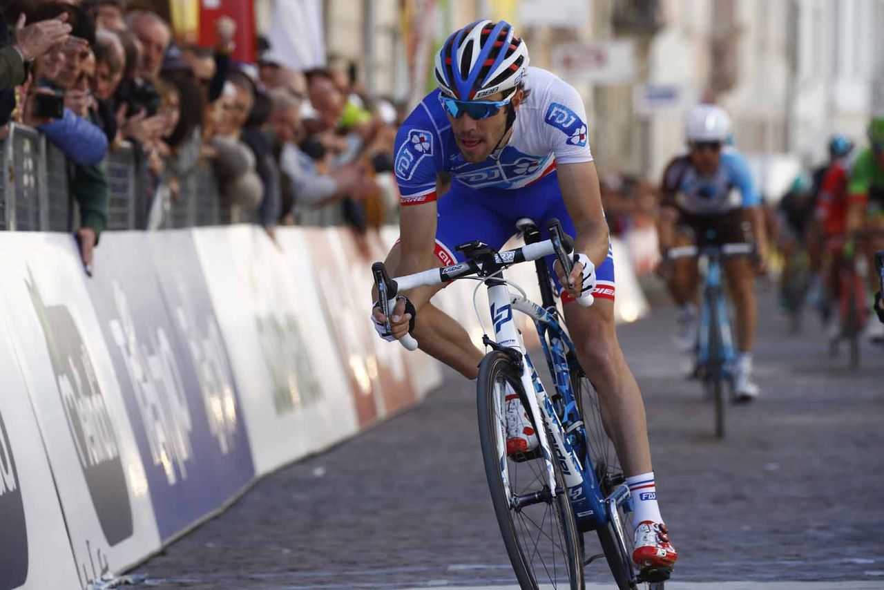 Thibaut Pinot (FDJ) sprints to the win at the Tour of the Alps.