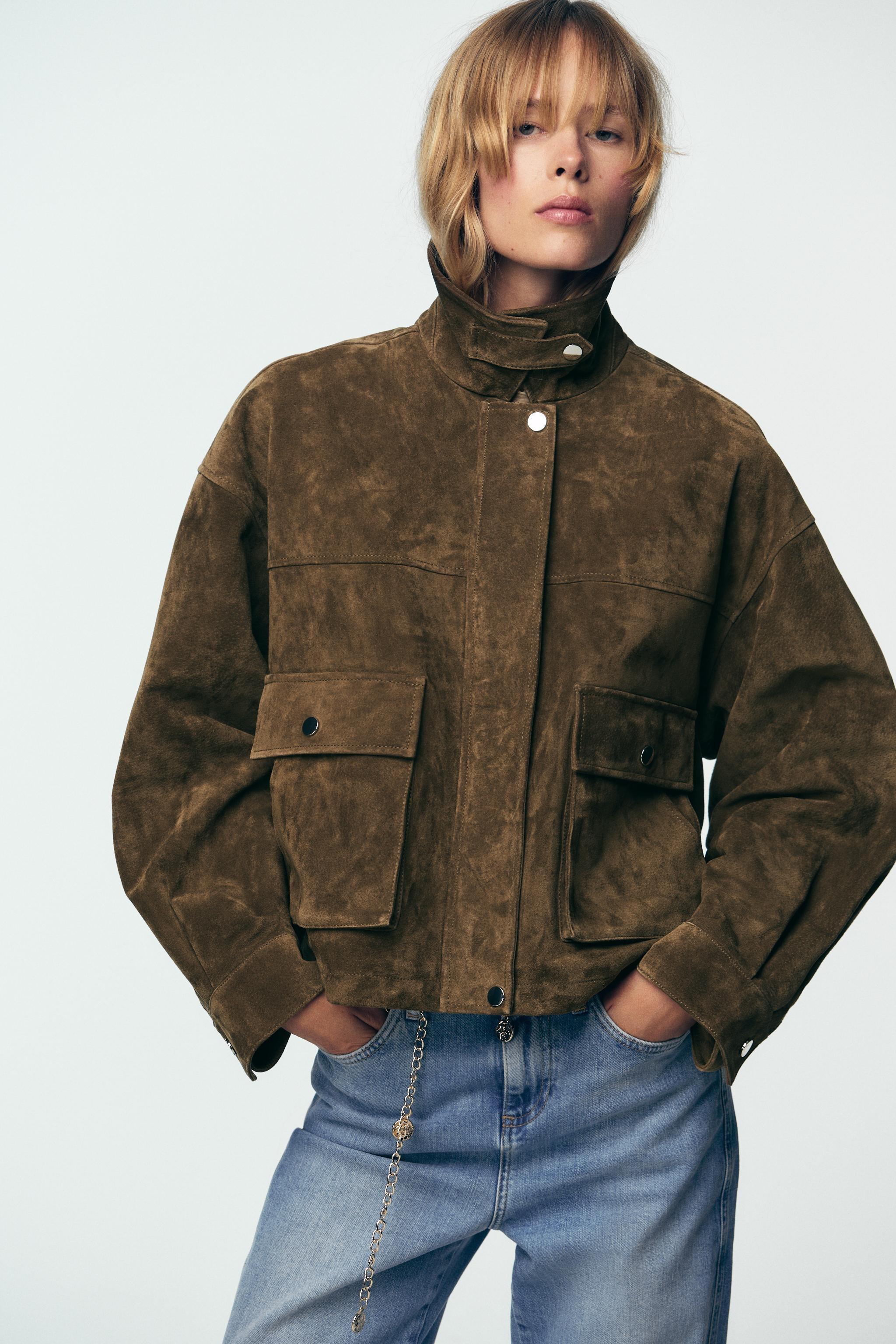 ZARA, 100% Leather Bomber Jacket