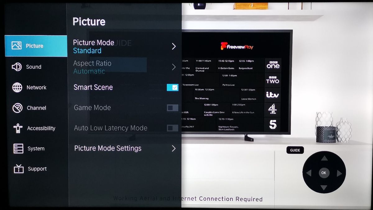 Hisense A6G setting menu close up