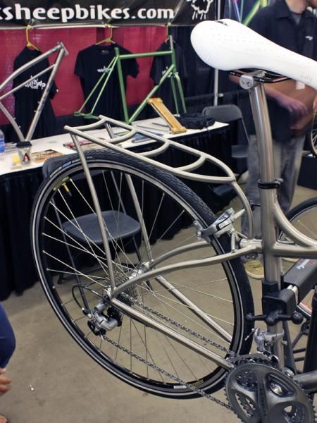 The titanium rear rack is actually welded on to the rear triangle.