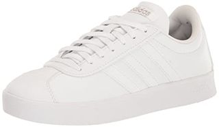 adidas Women's VL Court 2.0 Skate Shoe, White/White/Cyber Metallic, 10