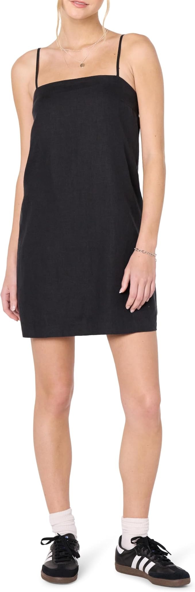 The Drop, The Drop Women’s Seville Linen Mini Shift Dress, Black, S