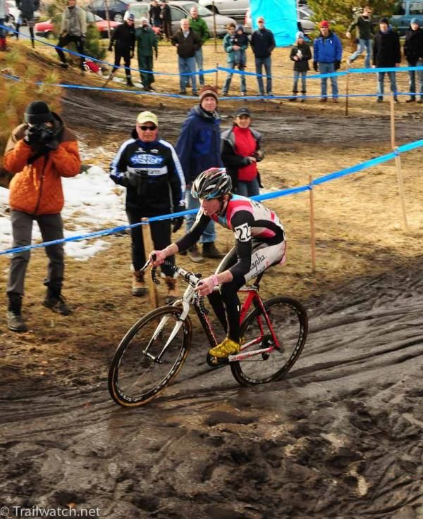 Zach MacDonald (Rapha Focus) leading the race at the run-up