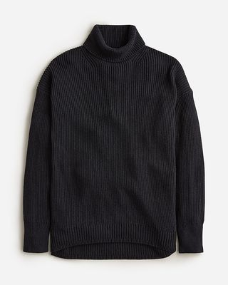 Cotton-Blend Ribbed Turtleneck Sweater