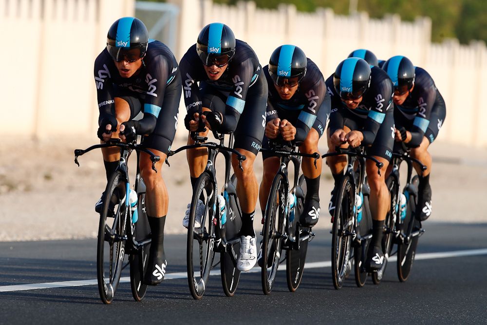Team Sky on course at the Worlds TTT