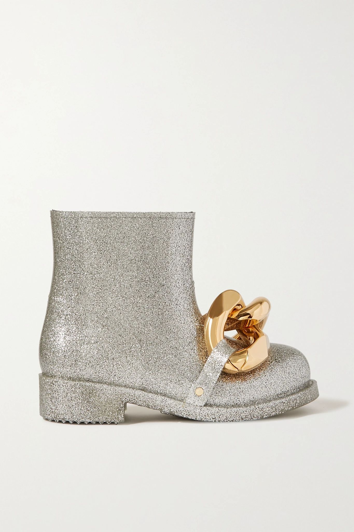 JW Anderson Chain-Embellished Glittered Rubber Rain Boots